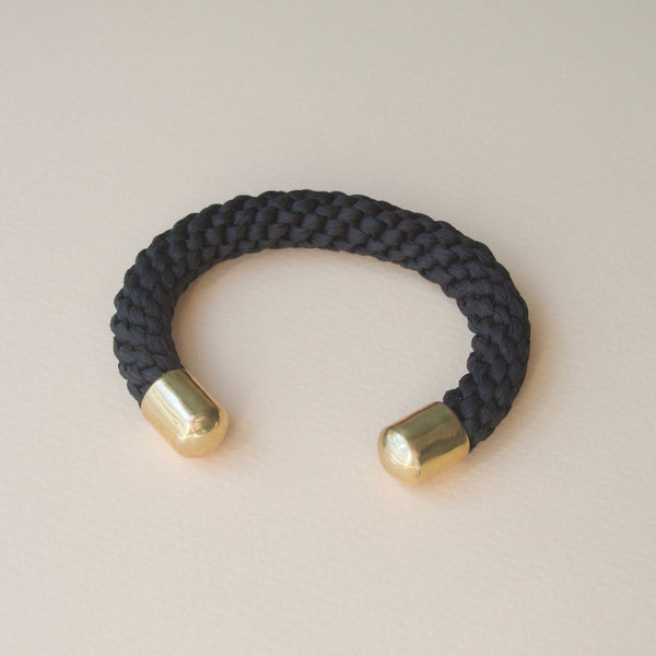 Silk Sea Rope Cuff in Buff, Black + White Tea