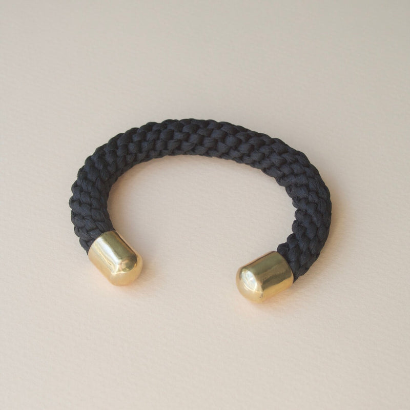 Silk Sea Rope Cuff in Buff, Black + White Tea